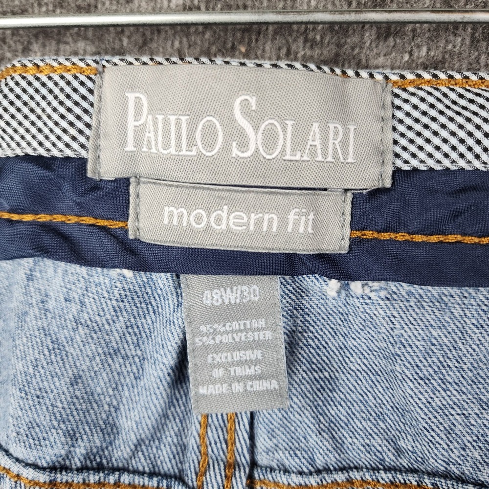 Paulo Solari Jeans Mens 48x30 Light Blue Excellent Modern Fit Straight Leg Denim - Picture 4 of 5